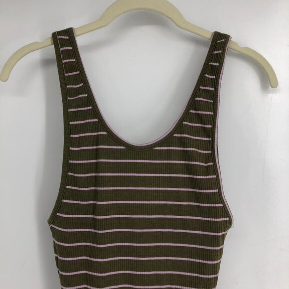 Urban Outfitters Out From Under Green/Pink Striped Ribbed Tank Cheeky Bodysuit S - Picture 6 of 15
